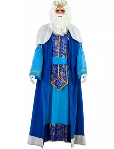 Niebieski kostium Maga Króla Melchiora Deluxe dla dorosłych