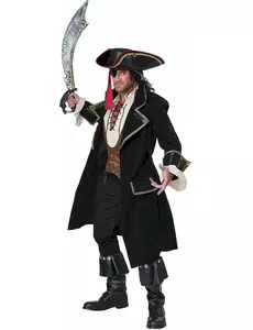 Kostium czarny kapitan piratów deluxe dla mężczyzn, Rozmiar: Large