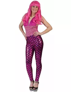 Różowe legginsy o kroju syreny damskie
