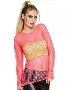 Neonowy różowy t-shirt damski z lat 80