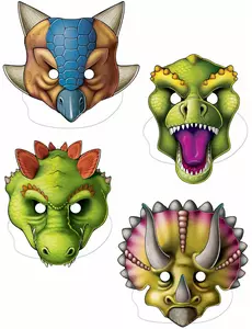 4 kartonowe maski dinozaurów