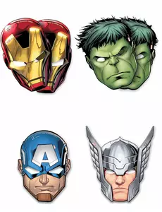 6 Tekturowych masek na twarz Avengers Mighty™