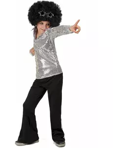 Kostium disco ze srebrnymi cekinami dla chłopców, Rozmiar: 5-6 lat (S)