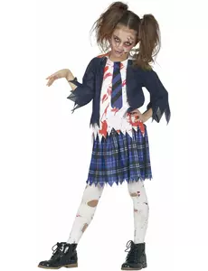 Niebieski kostium uczennicy zombie dla dziewczynki, Rozmiar: 5-6 lat (110-115 cm)