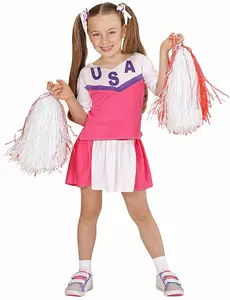 Różowy i biały kostium cheerleaderki dla dziewczynki, Rozmiar: 4-5 lat (116 cm)
