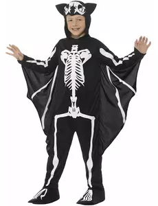 Kostium szkieletu nietoperza dla dzieci na Halloween, Rozmiar: 7-9 lat (130/143 cm)