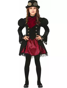 Czerwony kostium steampunkowy dla dziewczynki, Rozmiar: 5-6 lat (110-115 cm)