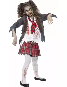 Uczennica Zombie kostium na Halloween, Rozmiar: 7-9 lat (130/143 cm)