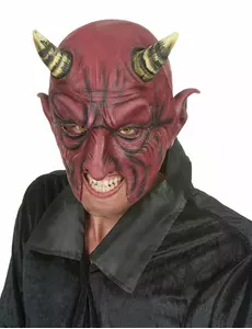 Halloweenowa półmaska lateksowa rogaty demon dla dorosłych