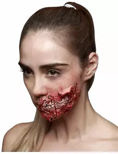 Fałszywe obrażenia odsłonięte zęby dorosłych Halloween