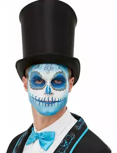 Niebieski zestaw do makijażu i tatuaży Dia de los Muertos dla dorosłych