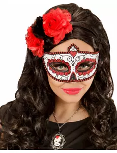 Dorosły Dia de los muertos czerwony brokat kolorowy maska wenecka