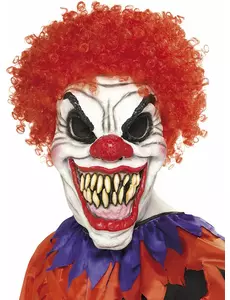 Halloweenowa przerażająca maska klauna z czerwonymi włosami