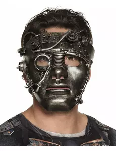 Steampunkowa chromowana maska na twarz dla dorosłych