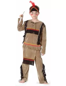 Jasnobrązowy kostium Indianina dla chłopca, Rozmiar: 4-6 lat (110-120 cm)