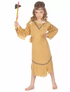 Beżowy kostium Indianki dla dziewczynki, Rozmiar: 7-9 lat (120-130 cm)