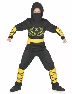Kostium ninja czarno-żółty dla chłopca, Rozmiar: 7-9 lat (120-130 cm)