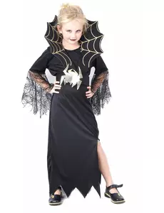 Kostium czarownicy złotego pająka na Halloween dla dziewczynki, Rozmiar: 7-9 lat (120-130 cm)