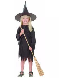 Czarna Czarownica Dziewczyna Halloween Kostium, Rozmiar: 7-9 lat (120-130 cm)