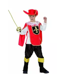 Kostium czerwony muszkieter dla chłopca, Rozmiar: 7-9 lat (120-130 cm)