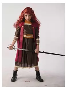 Strój księżniczki, bordowy, dalekiej północy, dla dziewczynki, Rozmiar: 5-6 lat (105-116 cm)