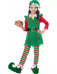 Kostium świąteczny elf deluxe dla dziewczynki, Rozmiar: 8-10 lat (140 cm)