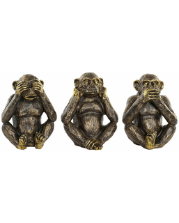 Figurka Dekoracyjna DKD Home Decor Małpa Żywica Kolonialny (3 pcs)