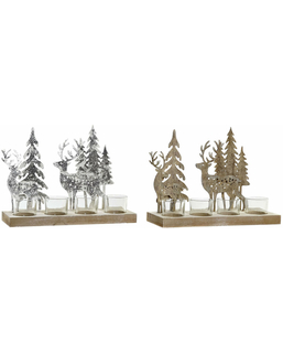 Świąteczny świecznik DKD Home Decor Drewno (2 pcs) (4 Części) (28 x 10 x 21 cm)