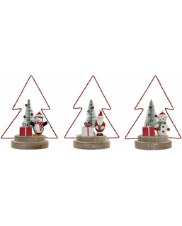ozdoby świąteczne DKD Home Decor Drzewo Metal Drewno (17 x 11 x 21 cm) (3 pcs)