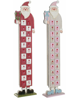 Kalendarz Adwentowy DKD Home Decor Drewno Święty Mikołaj (2 pcs) (14 x 7 x 64 cm)