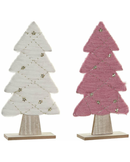 ozdoby świąteczne DKD Home Decor Wełna Drzewo Drewno MDF (2 pcs) (19 x 6 x 35 cm)