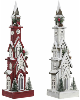 ozdoby świąteczne DKD Home Decor Dom Drewno (2 pcs) (16 x 14 x 63 cm)