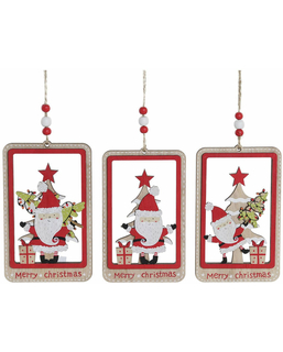 ozdoby świąteczne DKD Home Decor Drewno MDF Święty Mikołaj (3 pcs) (8 x 0.5 x 13 cm)