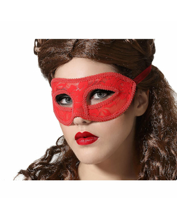 Maska Czerwony 17 x 7 cm Koronka