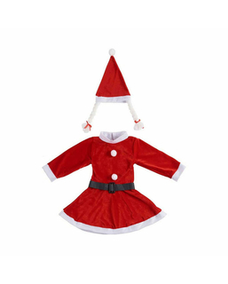 Kostium dla Dzieci Dziewczyna Świętego Mikołaja 4-6 lata Czerwony Biały