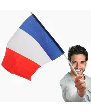 Flaga Francji z Masztem (46 x 30 cm)