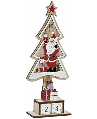 Drewniany Kalendarz DKD Home Decor Boże Narodzenie Święty Mikołaj (11 x 5 x 28 cm)