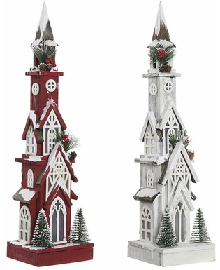 ozdoby świąteczne DKD Home Decor Dom Drewno (2 pcs) (16 x 14 x 63 cm)