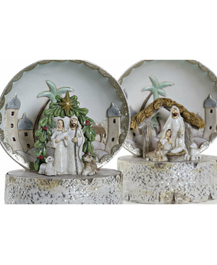 ozdoby świąteczne DKD Home Decor Biały Beżowy (2 pcs) (10 x 8 x 11.5 cm)