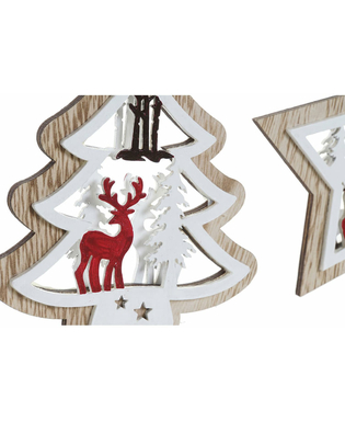 ozdoby świąteczne DKD Home Decor Drewno (2 pcs) (12.5 x 1 x 12.5 cm)
