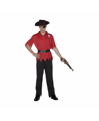 Kostium dla Dorosłych My Other Me Czerwony Pirat Mężczyzna Rozmiar M/L Spodnie Koszula Kapelusz Pasek