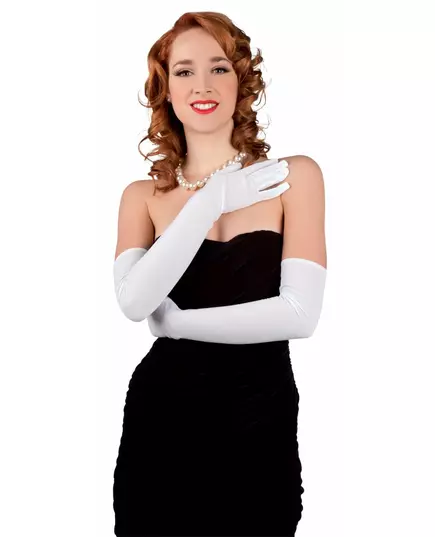 Rękawiczki długie białe dla dorosłych 60 cm