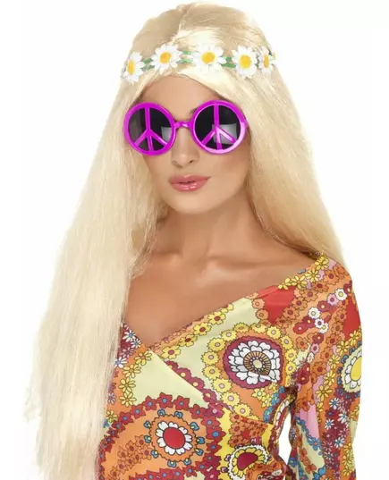 Okulary dla dorosłych w kolorze różowym hippie