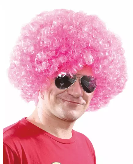 Różowa peruka afro disco dla dorosłych