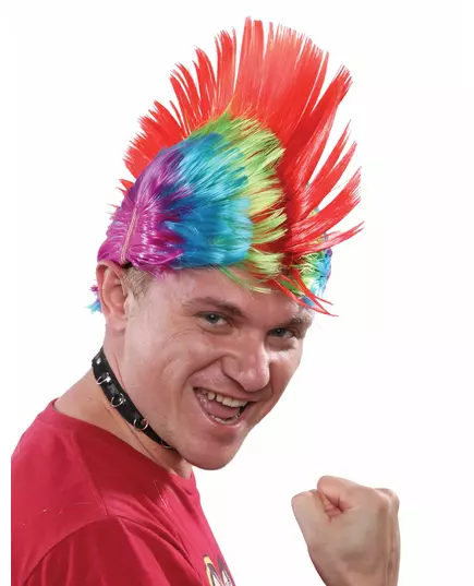 Wielokolorowa peruka punkowa męska