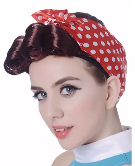 Retro brązowa peruka z chustą dla kobiet