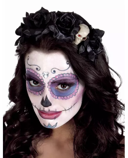 Dia de los muertos kobieta czaszka czarna róża opaska
