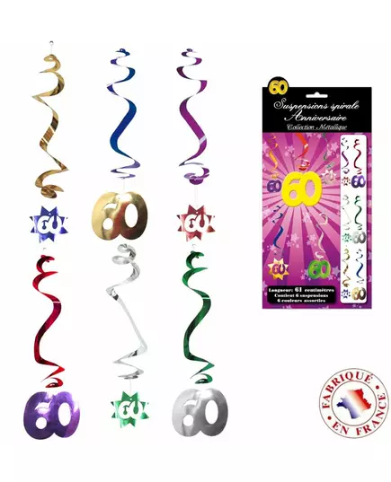 6 60-letnie spiralne dekoracje wiszące