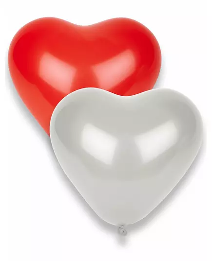 8 balonów lateksowych w kolorze czerwonym i białym 36cm