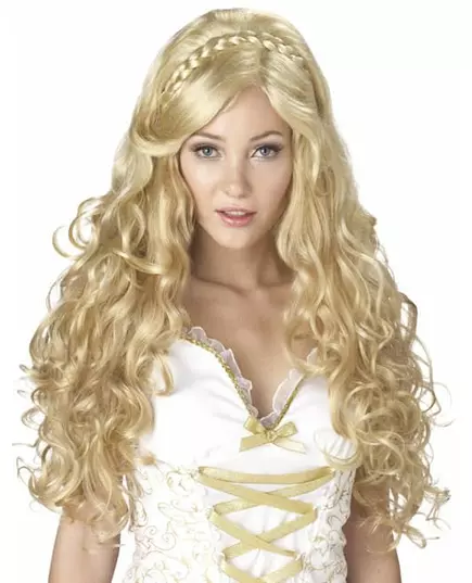 Peruka z kręconymi włosami bogini blond kobieta